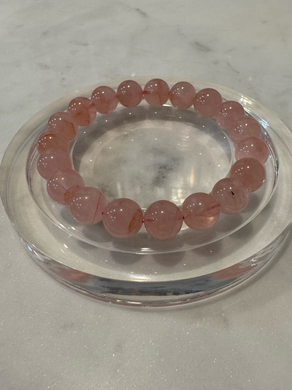 Pink Beaded Quava Quartz Stretch Bracelet